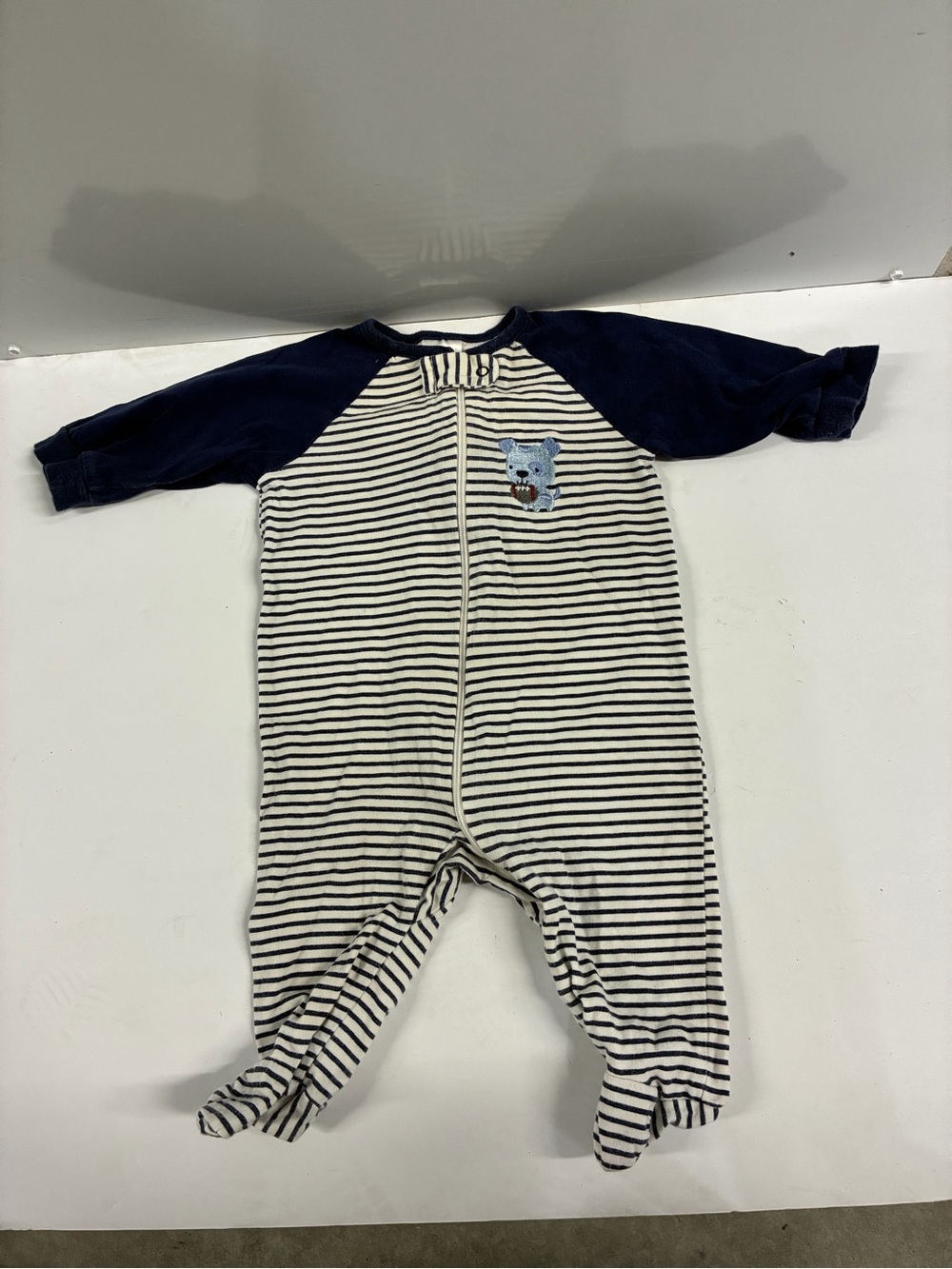 Gerber Navy & Cream Striped Footed One-Piece